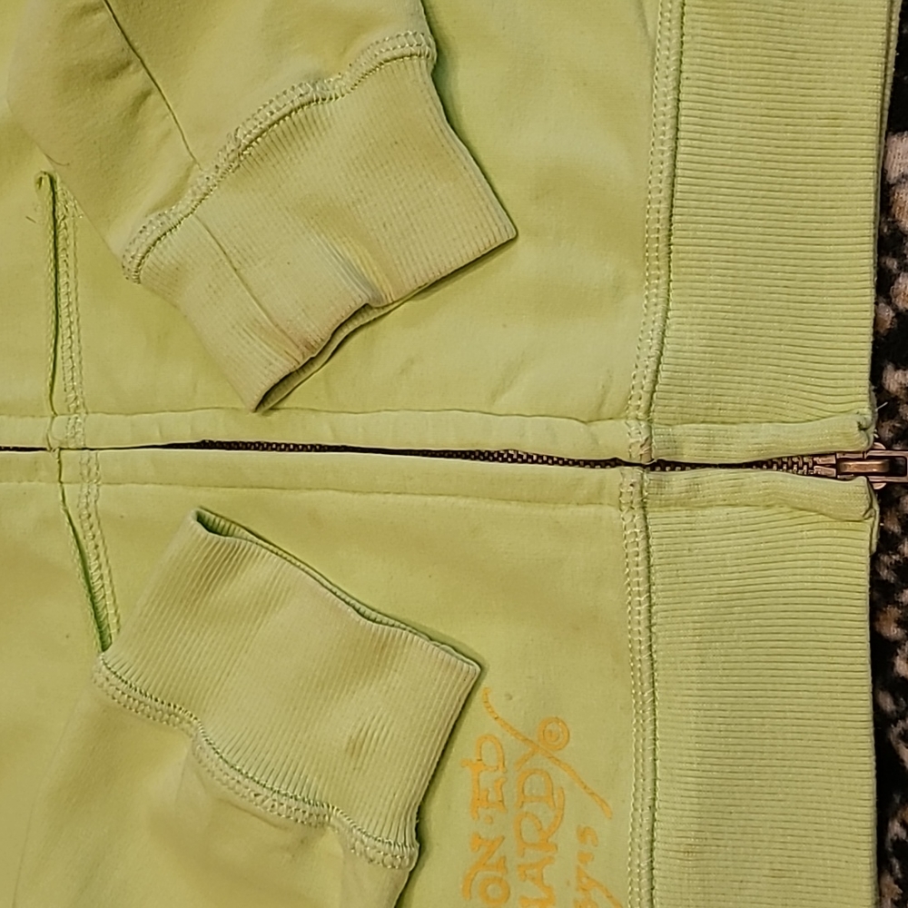 Ed Hardy light lime cotton sweatshirt with gorgeous embellishments Size M - Picture 16 of 16